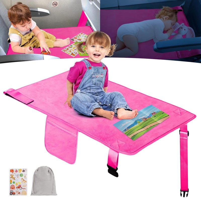 GoCozy Toddler Airplane Bed, Travel Essentials for Kids, Soft Toddler Airplane Travel Essentials with Sticker Book, Pink - Image 1
